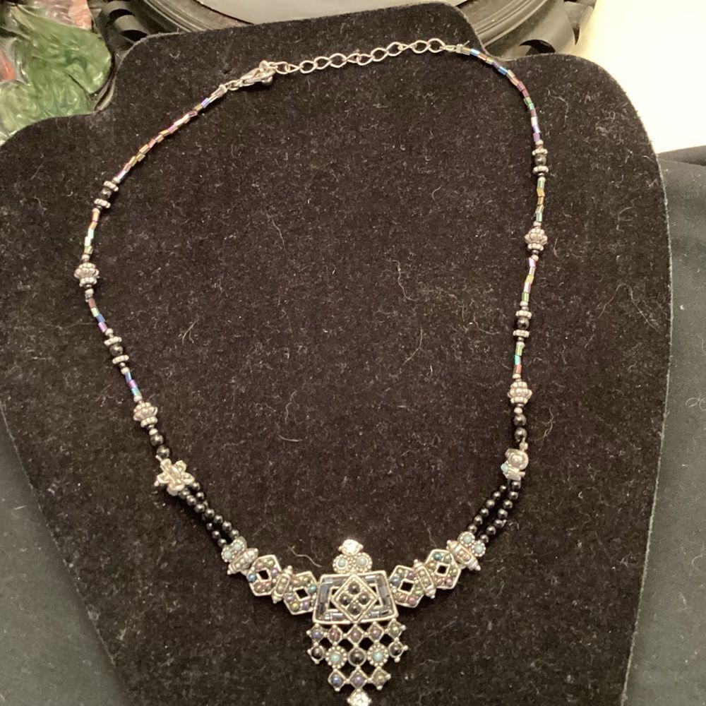 Petite and Pretty Black and Silvertone Necklace